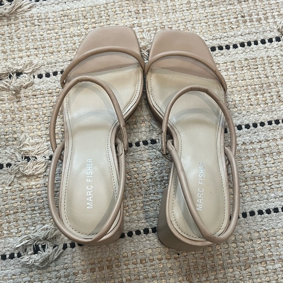 Marc Fisher Beige Strappy Block Heel Sandals - Picture 2 of 5